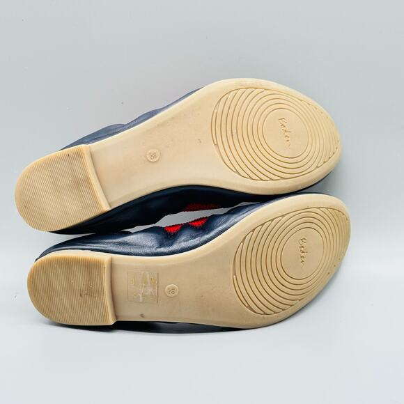 Boden Shoes Womens 38 US 7 Blue Red Leather Ballet Flats Elastic Slip On Casual - Picture 10 of 11